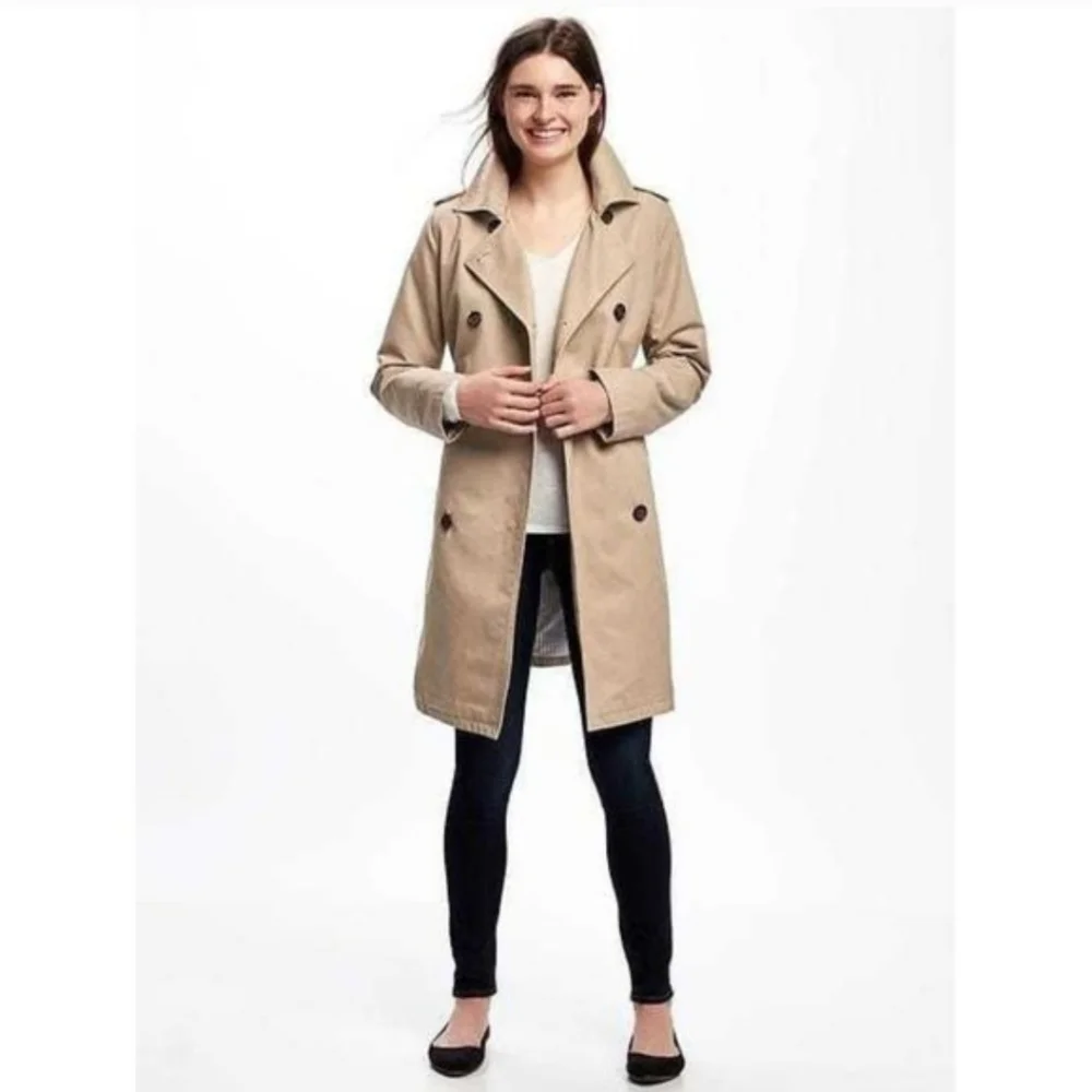 Old Navy Tan Double Breasted Trench Coat Size XS Petite